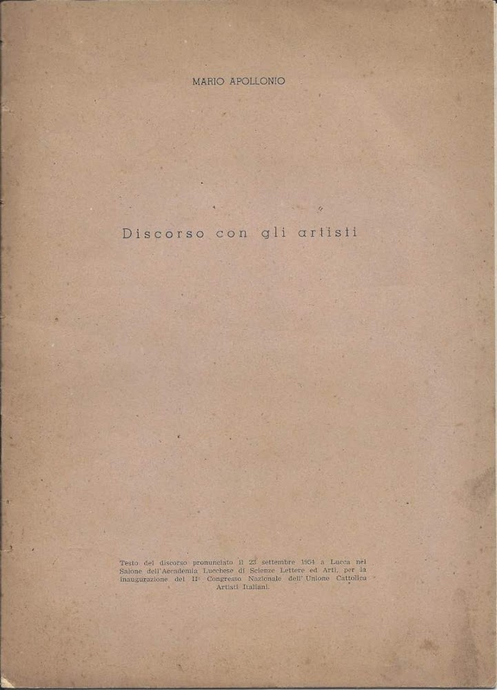 DISCORSO CON GLI ARTISTI (1954)