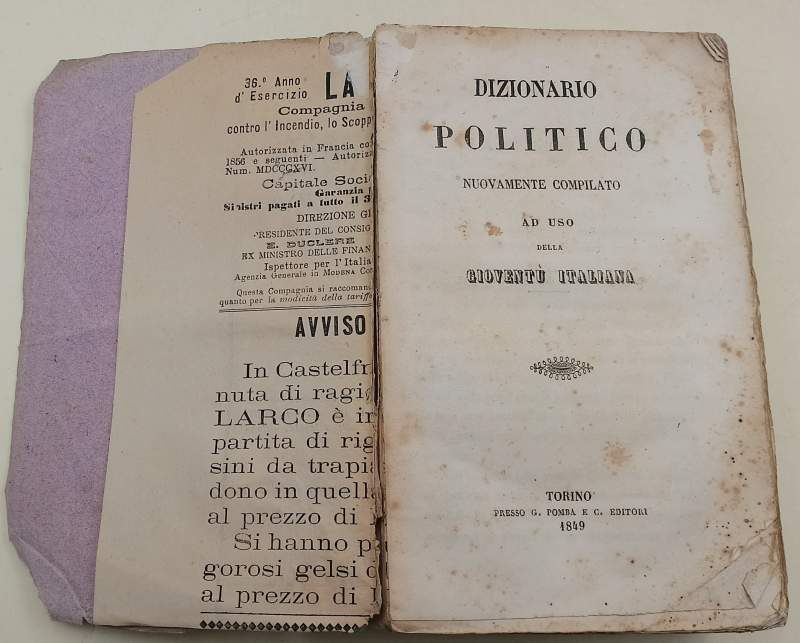 DIZIONARIO POLITICO nuovamente compilato ad uso della gioventù italiana (1849)