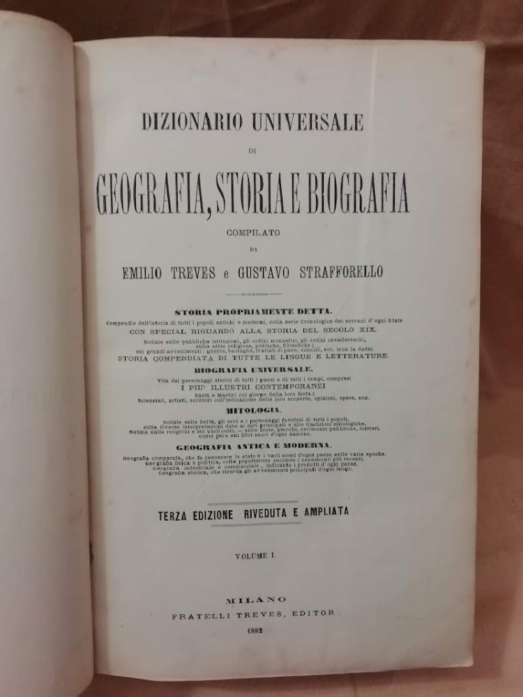 DIZIONARIO UNIVERSALE DI GEOGRAFIA, STORIA E BIOGRAFIA 2 voll. (1882)