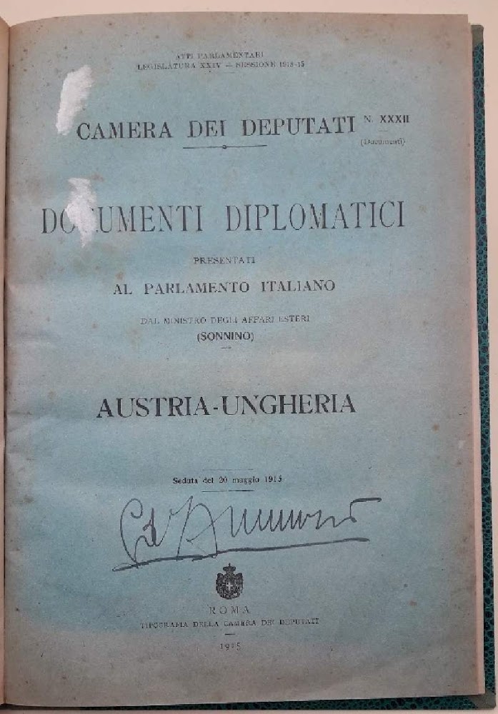 DOCUMENTI DIPLOMATICI PRESENTATI AL PARLAMENTO ITALIANO DAL MINISTRO DEGLI AFFARI …