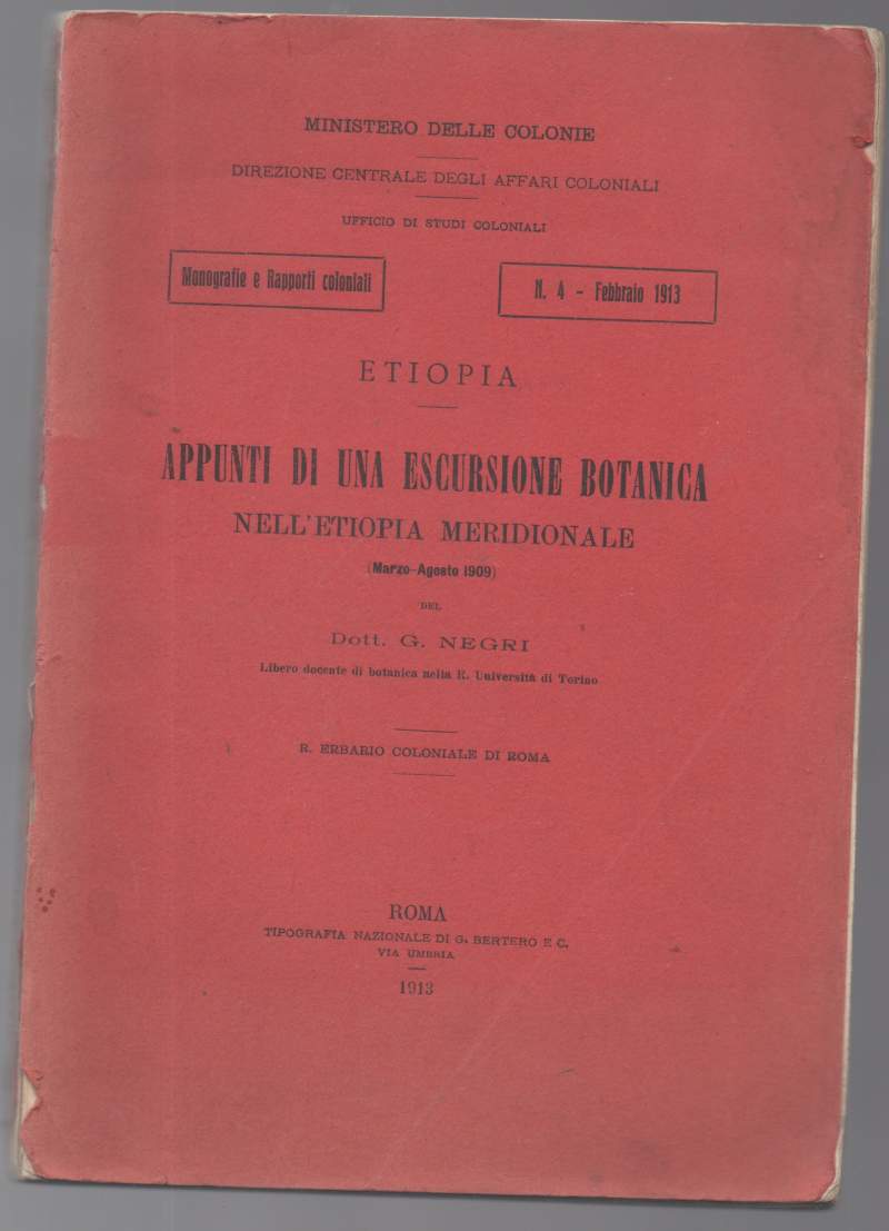 Etiopia. Appunti di una escursione botanica nell'Etiopia meridionale (Marzo-Agosto 1909)