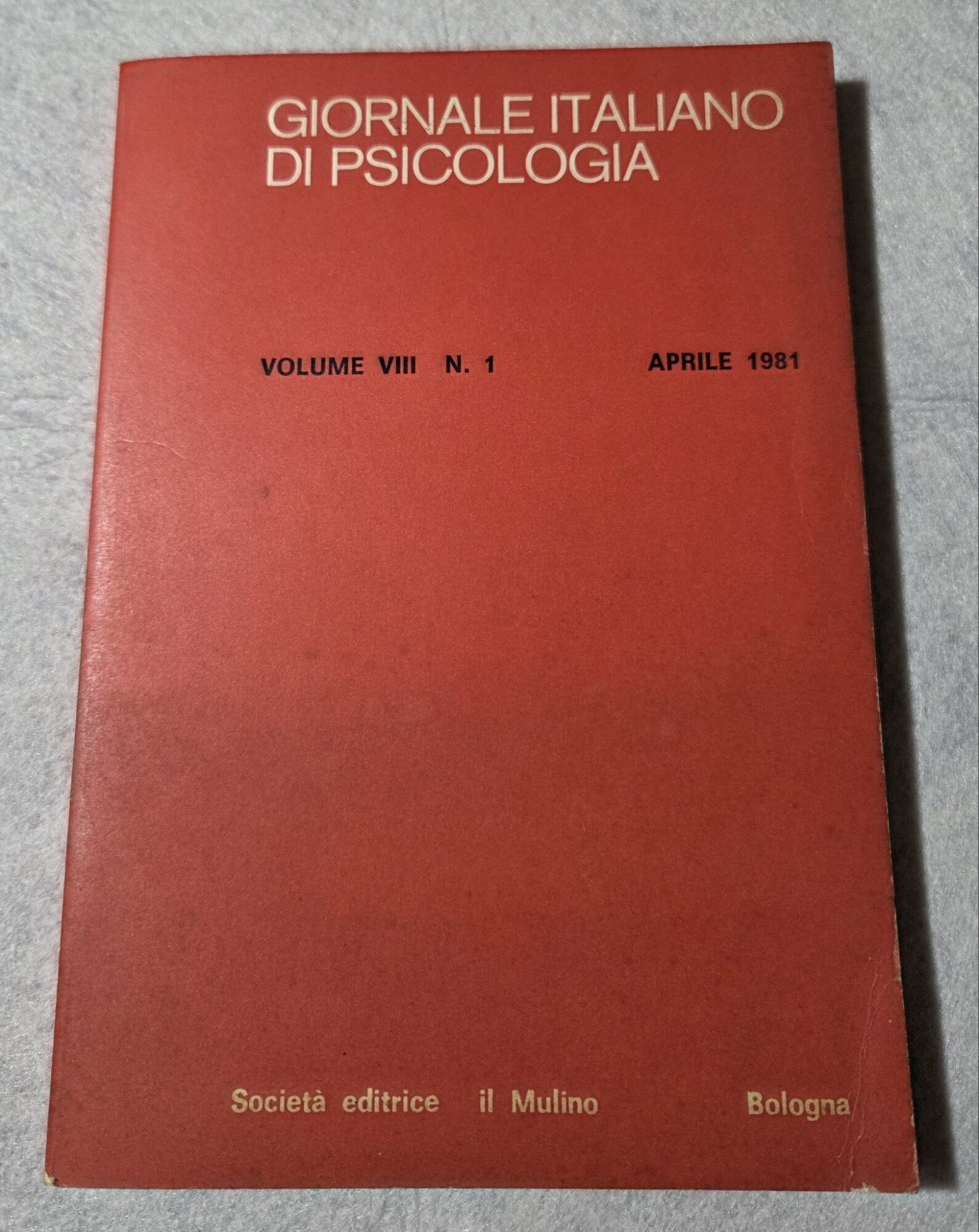 Giornale Italiano di Psicologia - Vol. VIII - n 1