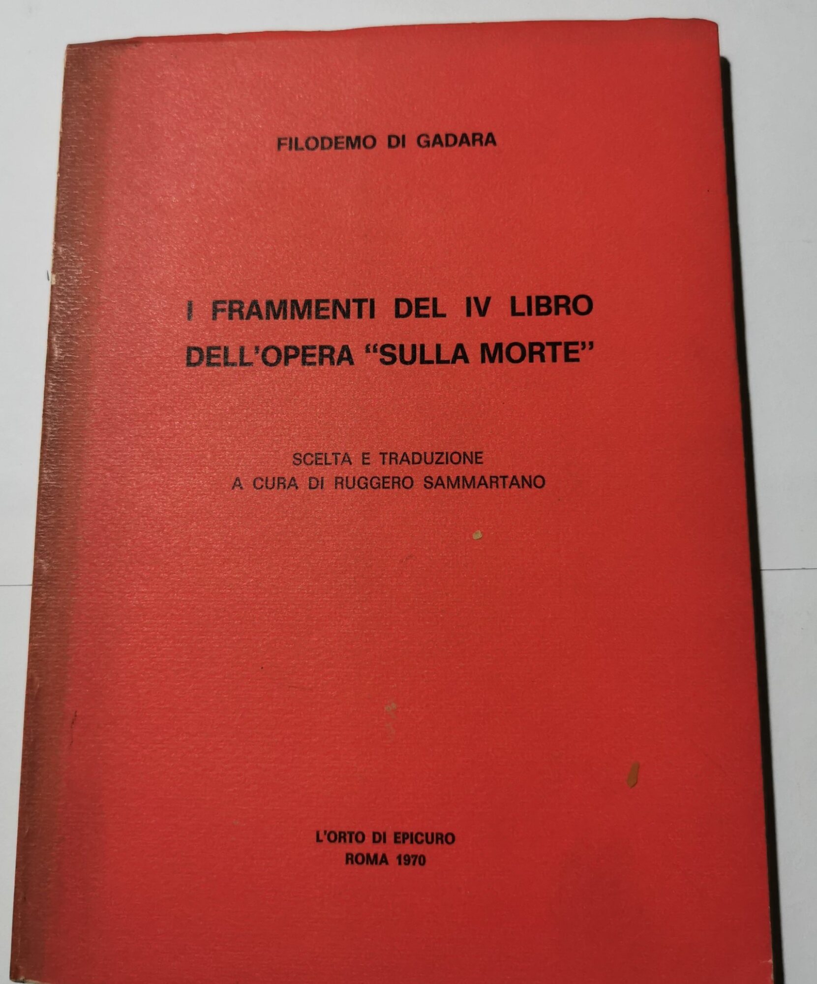 I frammenti del IV libro dell'opera 'Sulla Morte'