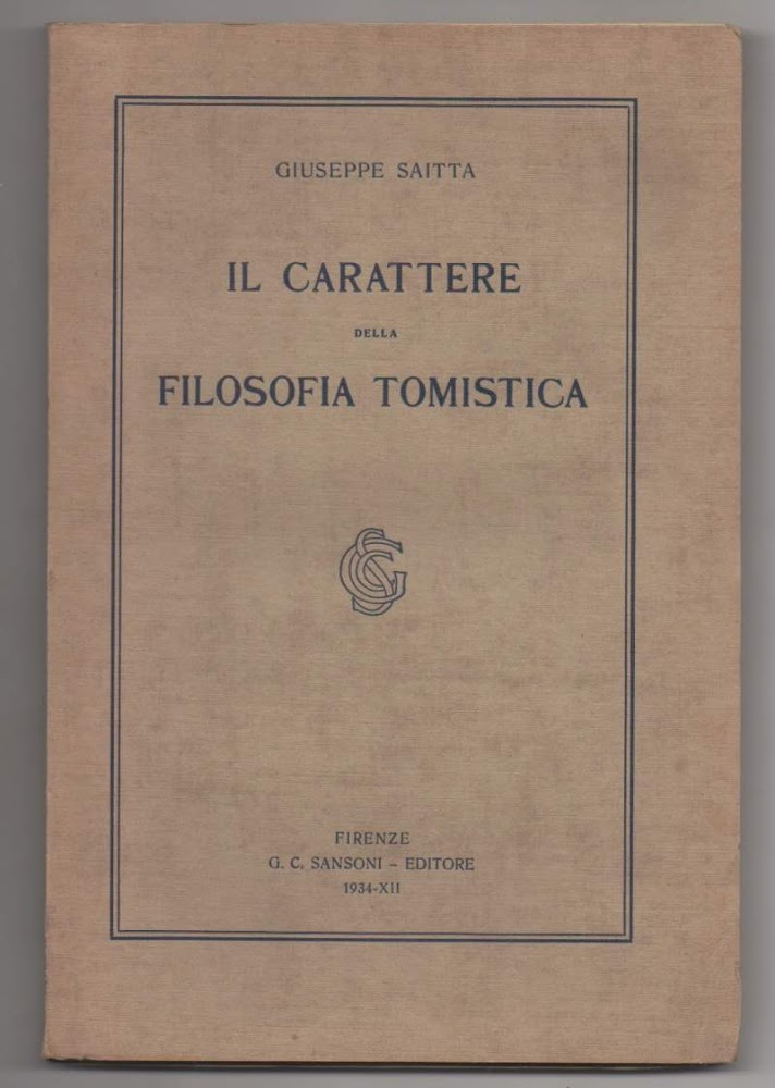 IL CARATTERE DELLA FILOSOFIA TOMISTICA (1934)