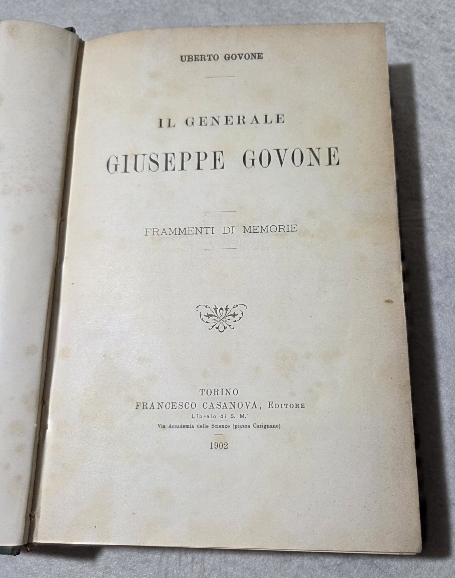 Il Generale Giuseppe Govone .Frammenti di memorie
