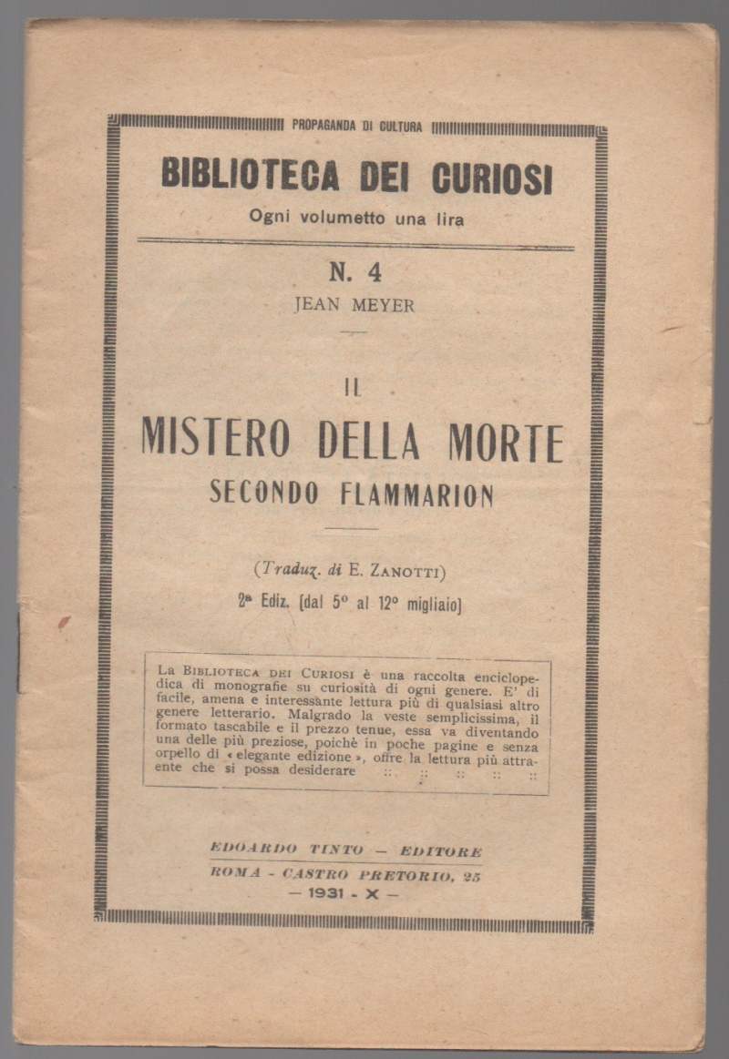 IL MISTERO DELLA MORTE SECONDO FLAMMARION (1931)