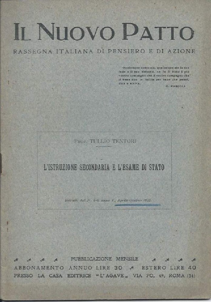 IL NUOVO PATTO - RASSEGNA ITALIANA DI PENSIERO E AZIONE …