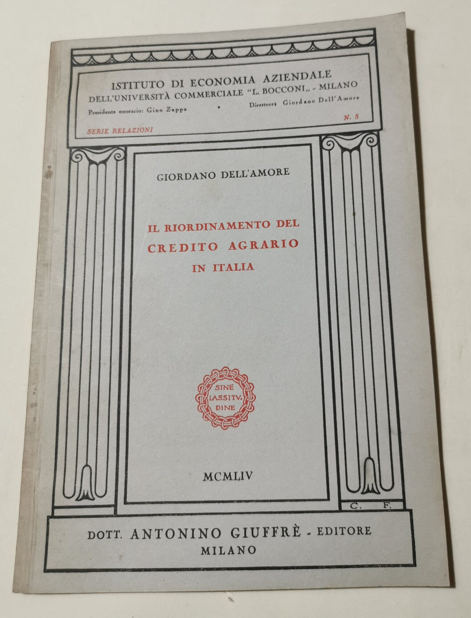 Il riordinamento del Credito Agrario in Italia