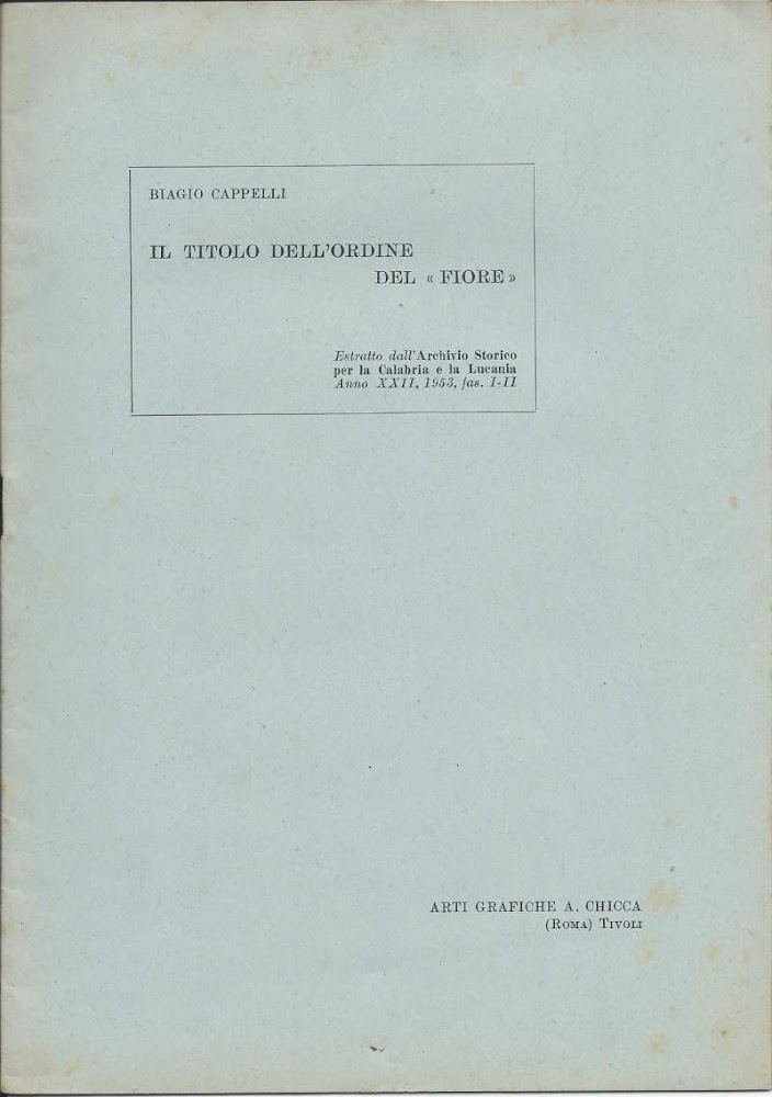 IL TITOLO DELL'ORDINE DEL FIORE (1953)