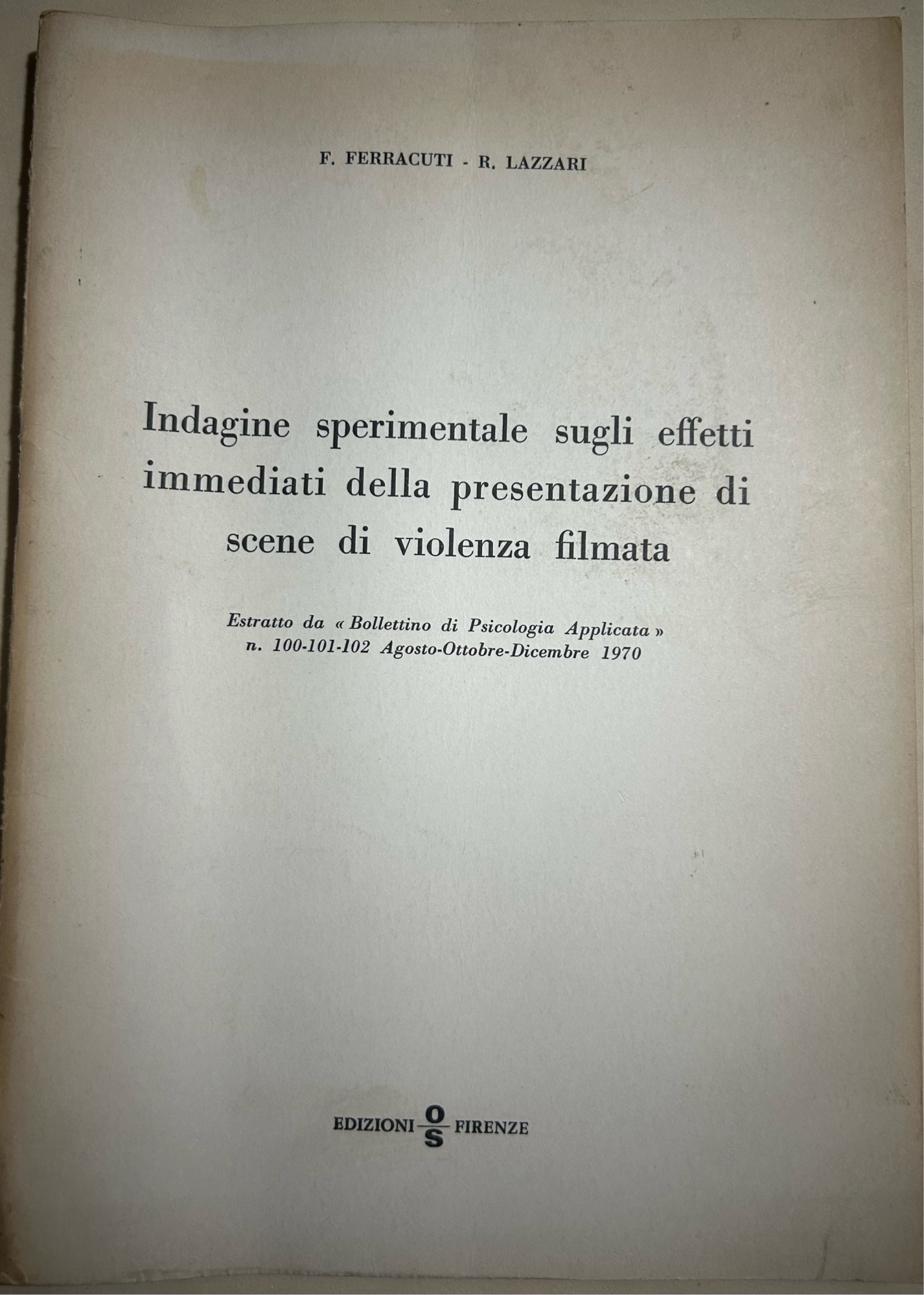 Indagine sperimentale sugli effetti immediati della presentazione di scene di …