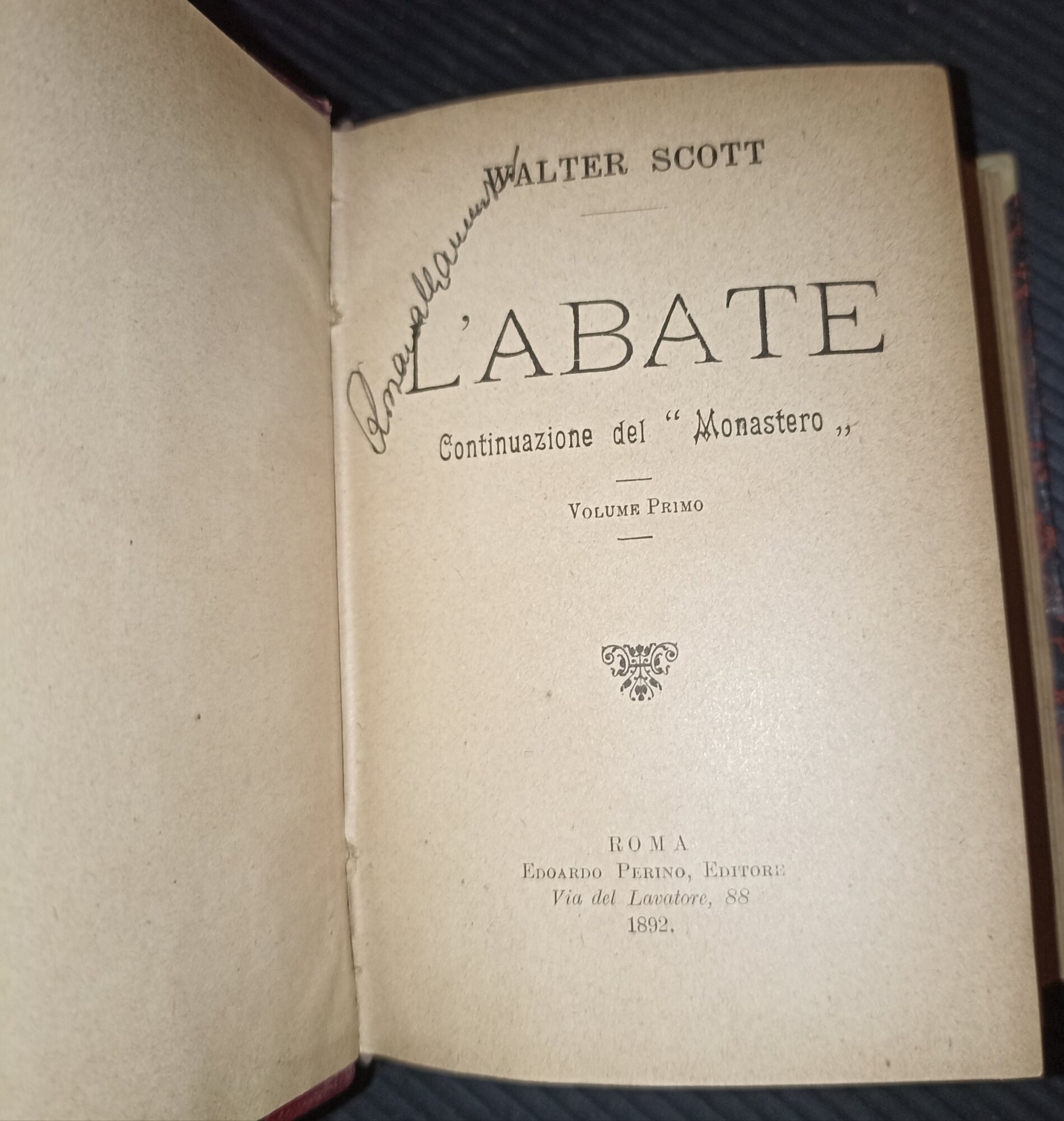 L'abate- continuazione del "Monastero" vol. I II e III(unico tomo)