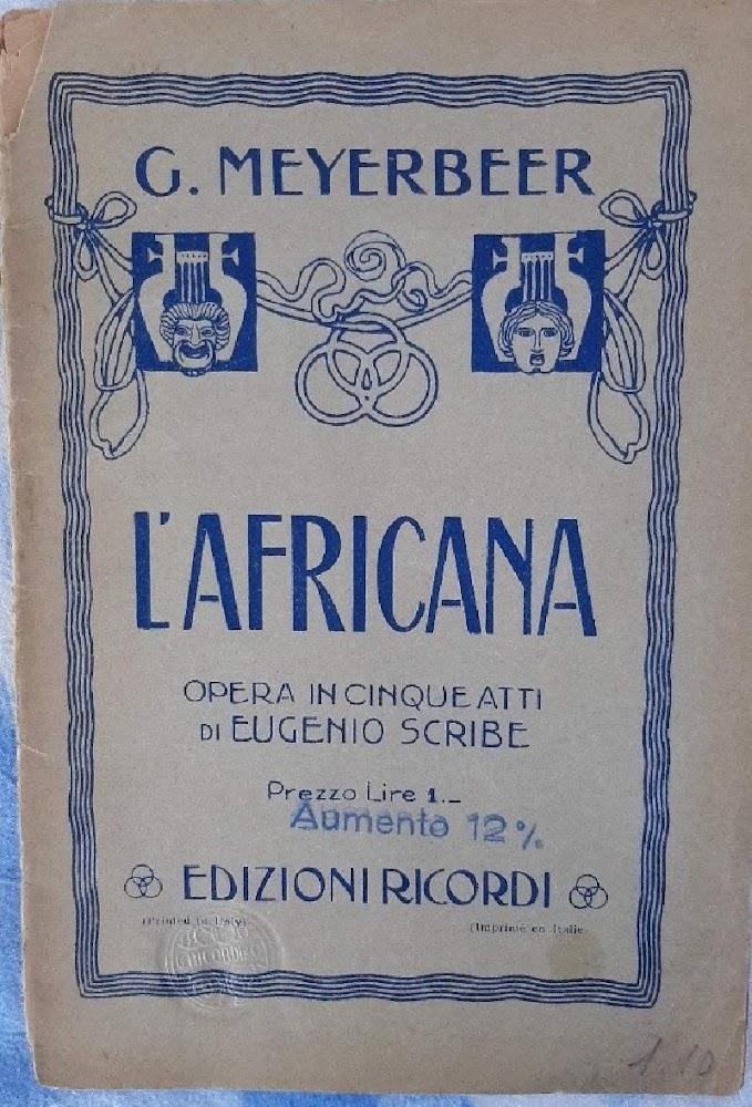L'AFRICANA-OPERA IN CINQUE ATTI DI EUGENIO SCRIBE