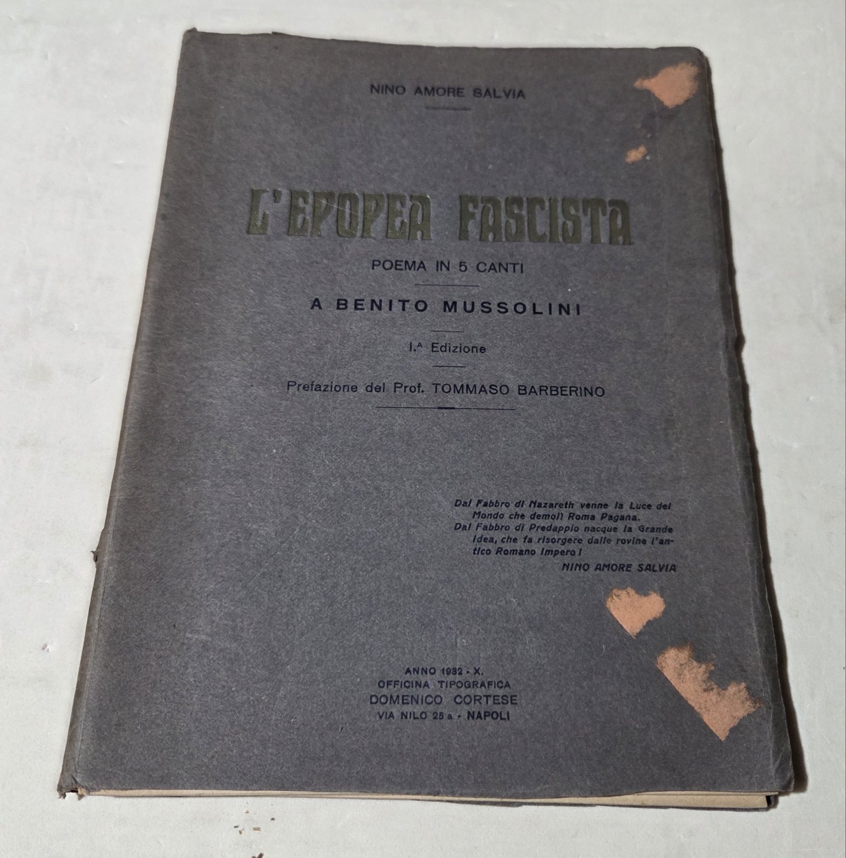 L'epopea fascista - Poema in 5 canti