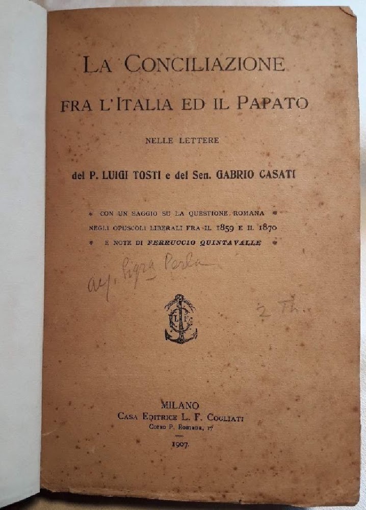 LA CONCILIAZIONE FRA L'ITALIA E IL PAPATO NELLE LETTERE DEL …