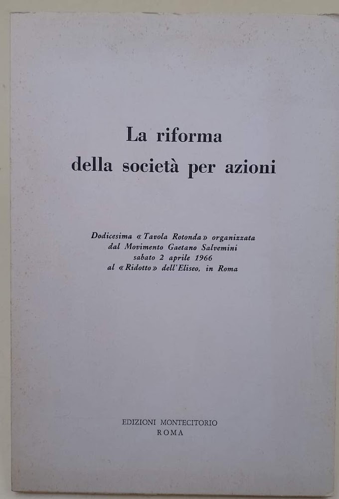 LA RIFORMA DELLA SOCIETA' PER AZIONI(1966)