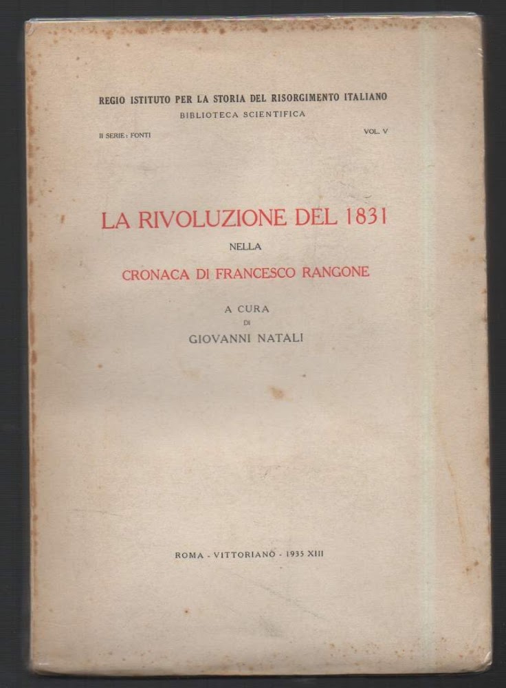 LA RIVOLUZIONE DEL 1831 NELLA CRONACA DI FRANCESCO RANGONA (1935)