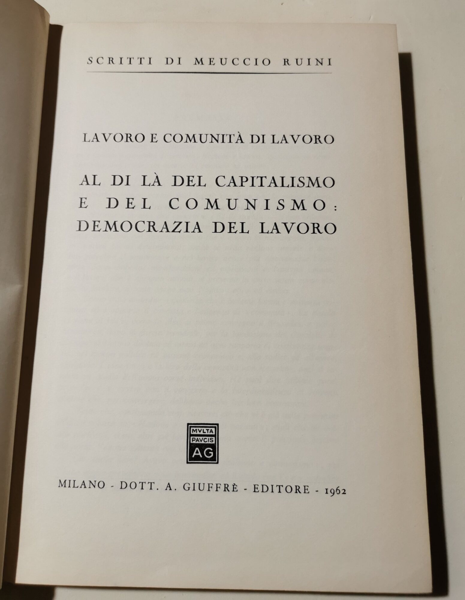Lavoro e comunita' di lavoro - Al di la' del …