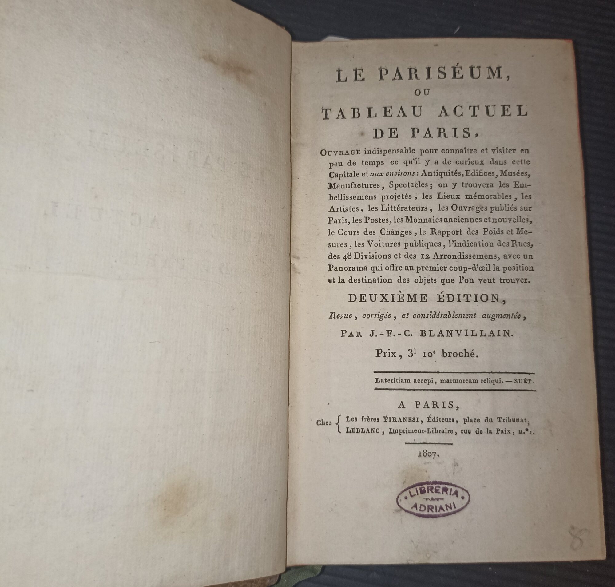 Le pariséum, ou tableau actuel de Paris