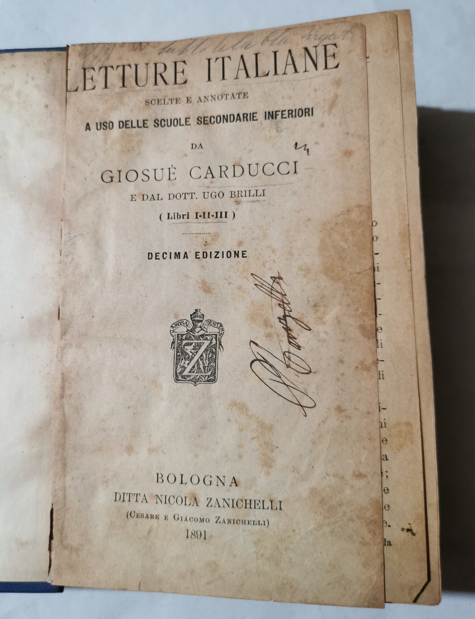 Letture italiane scelte e annotate a uso delle scuole secondarie …