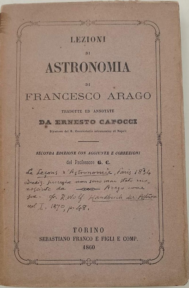 LEZIONI DI ASTRONOMIA DI FRANCESCO ARAGO(1860)