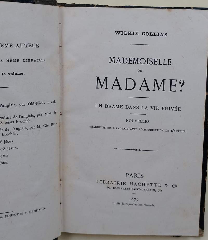 MADEMOISELLE OU MADAME-UNE DRAME DANS LA VIE PRIVEE(1877)