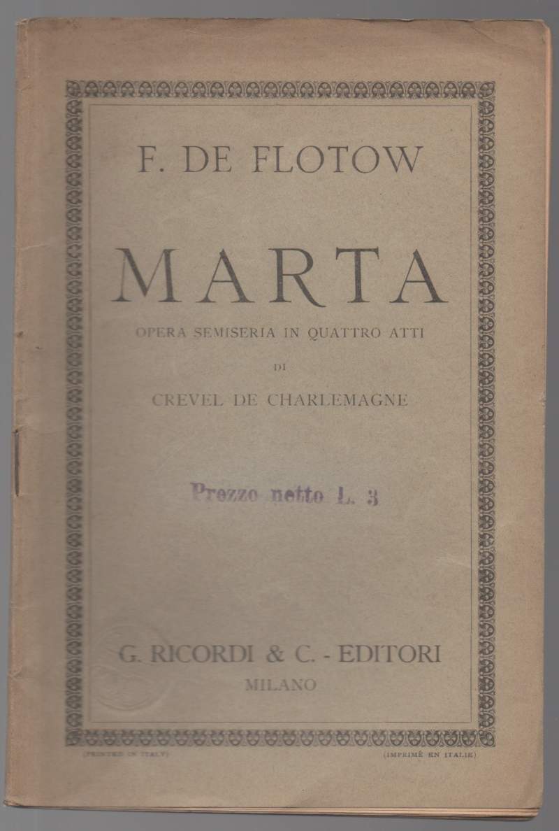 MARTA opera semiseria in quattro atti