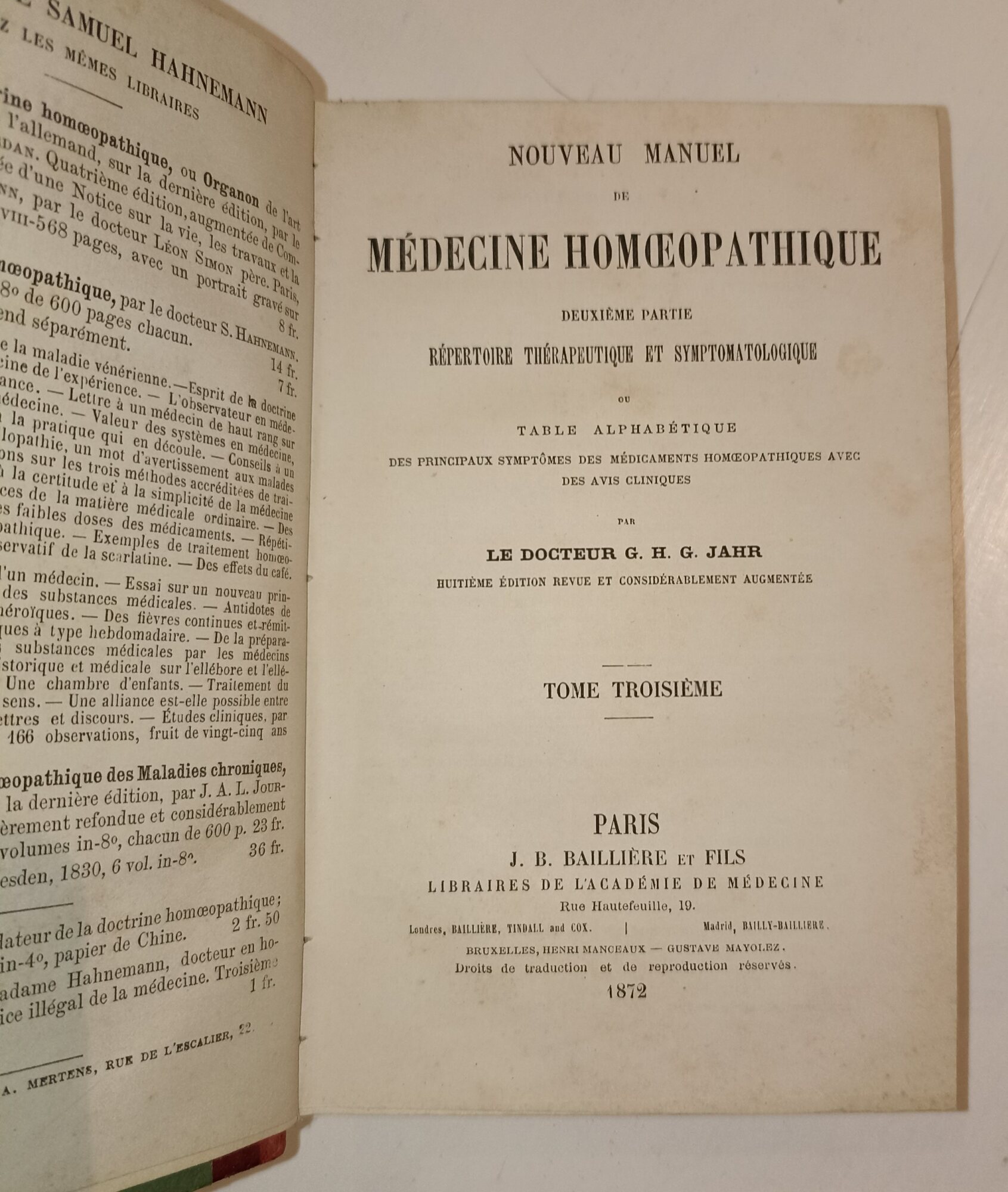 Nouveau manuel de medecine homoepathique...tome troisieme