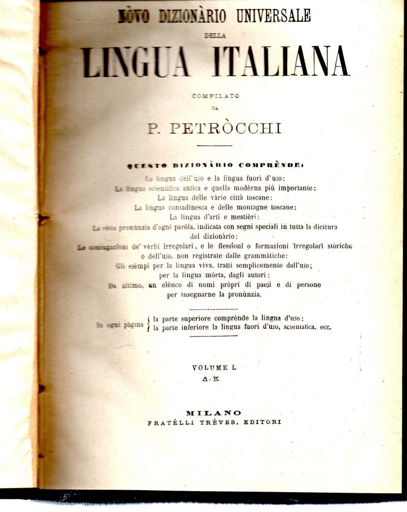 NOVO DIZIONARIO UNIVERSALE DELLA LINGUA ITALIANA