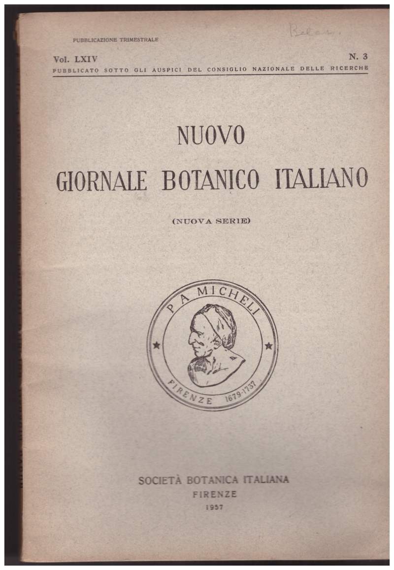 NUOVO GIORNALE BOTANICO ITALIANO n. 1, 2 -3, 3 Voll. …