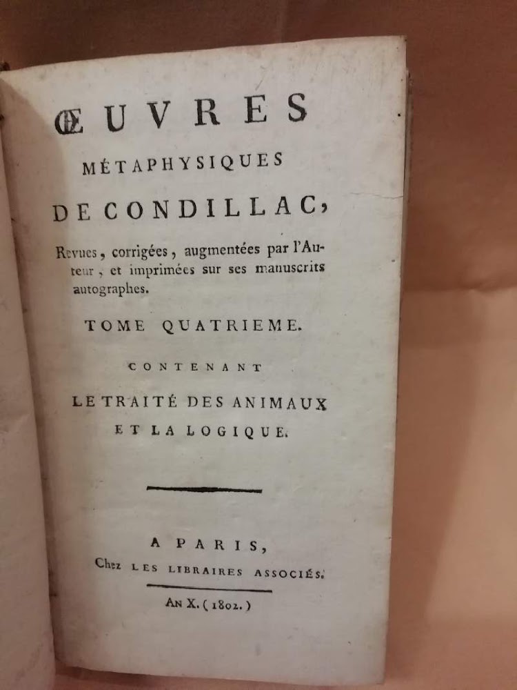 OEUVRES METAPHYSIQUES DE CONDILLAC tome quatrieme (1802)