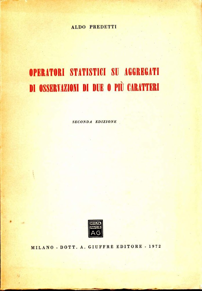 OPERATORI STATISTICI SU AGGREGATI DI OSSERVAZIONI DI DUE O PIU' …