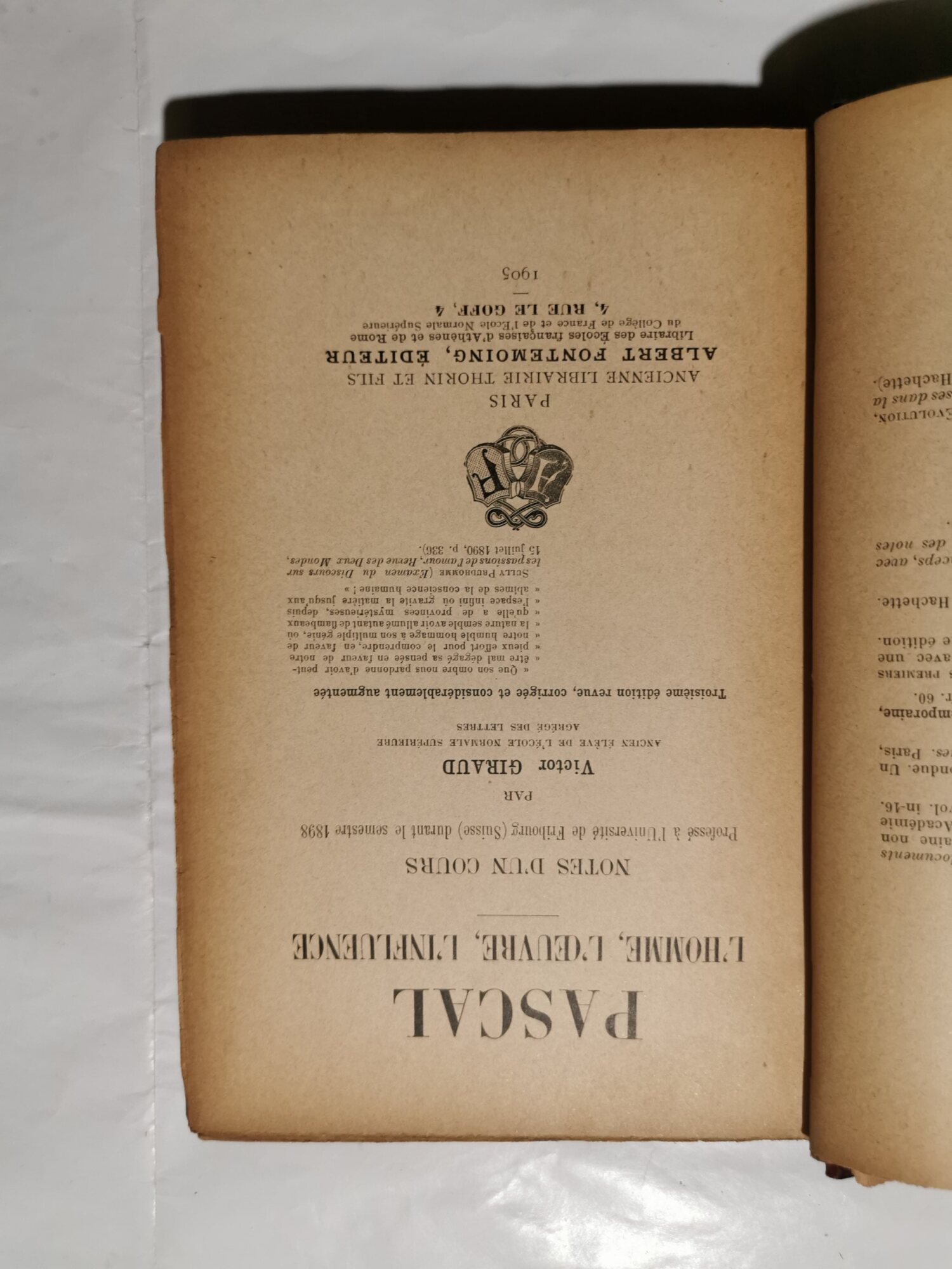 Pascal - L'homme, l'oeuvre, l'influence