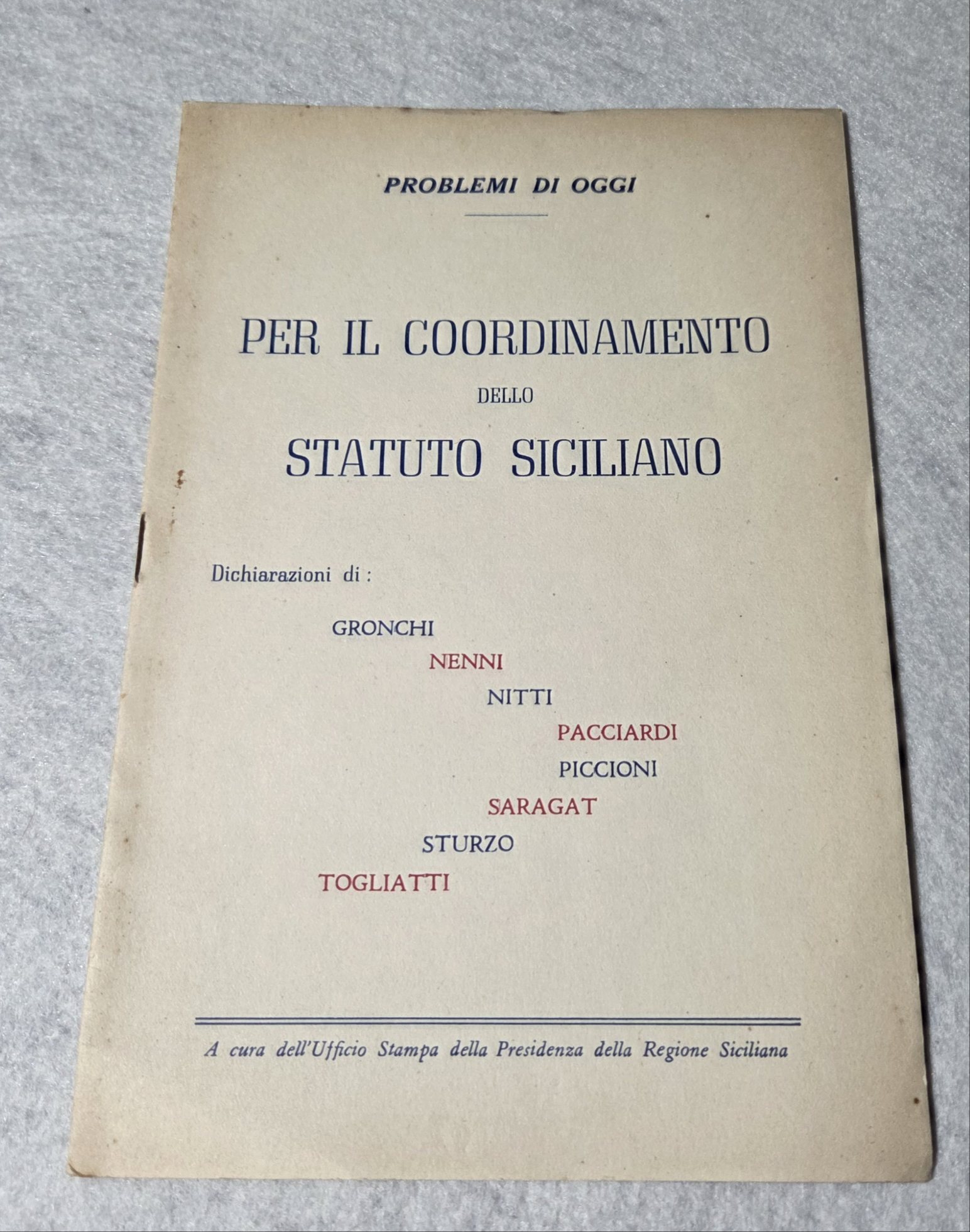 Per il Coordinamento dello Statuto Siciliano