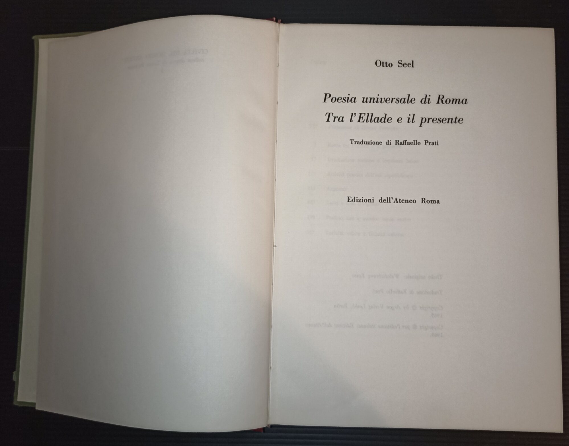 Poesia universale di Roma. Tra l'Ellade e il presente