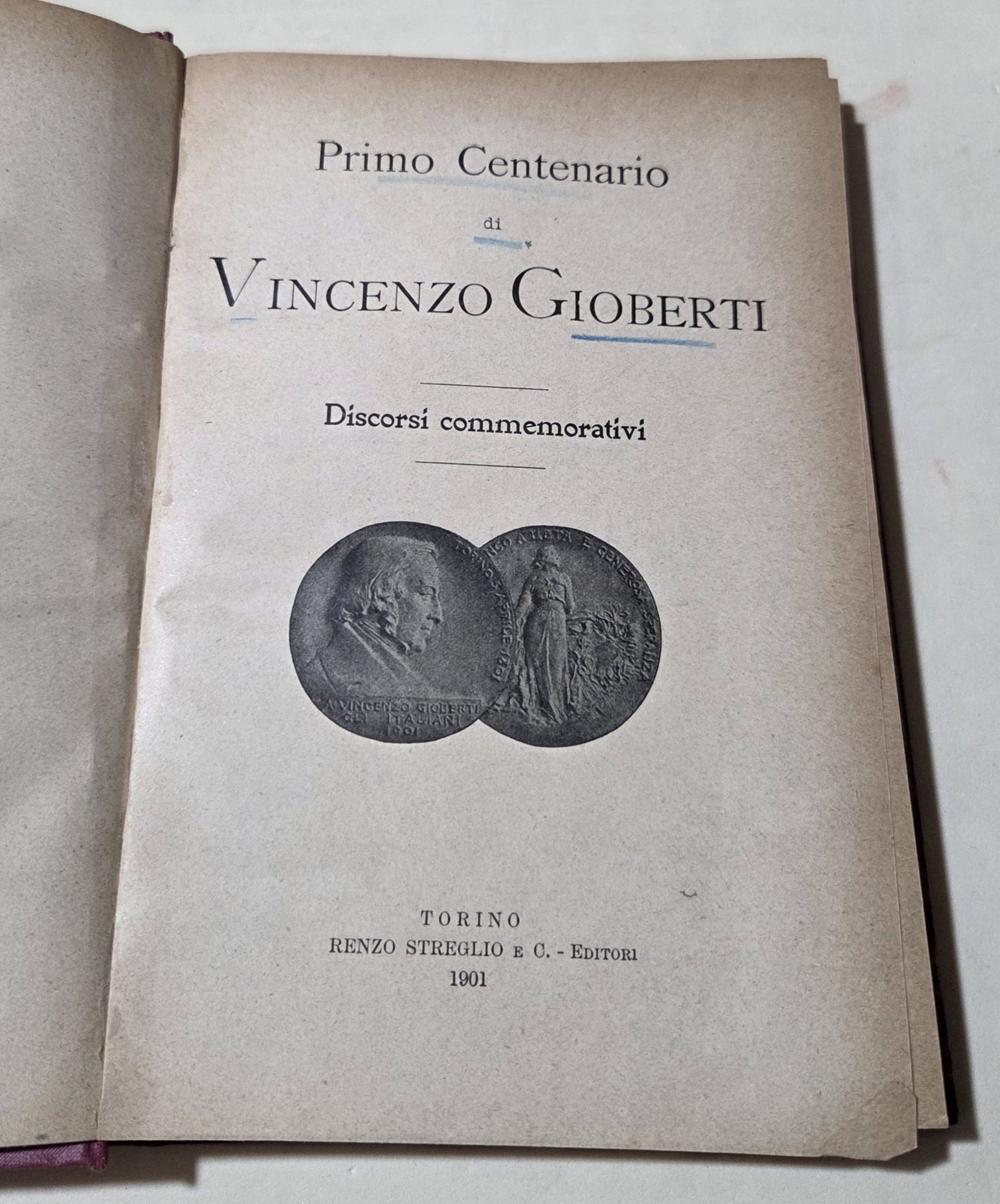 Primo Centenario di Vincenzo Gioberti - Discorsi commemorativi