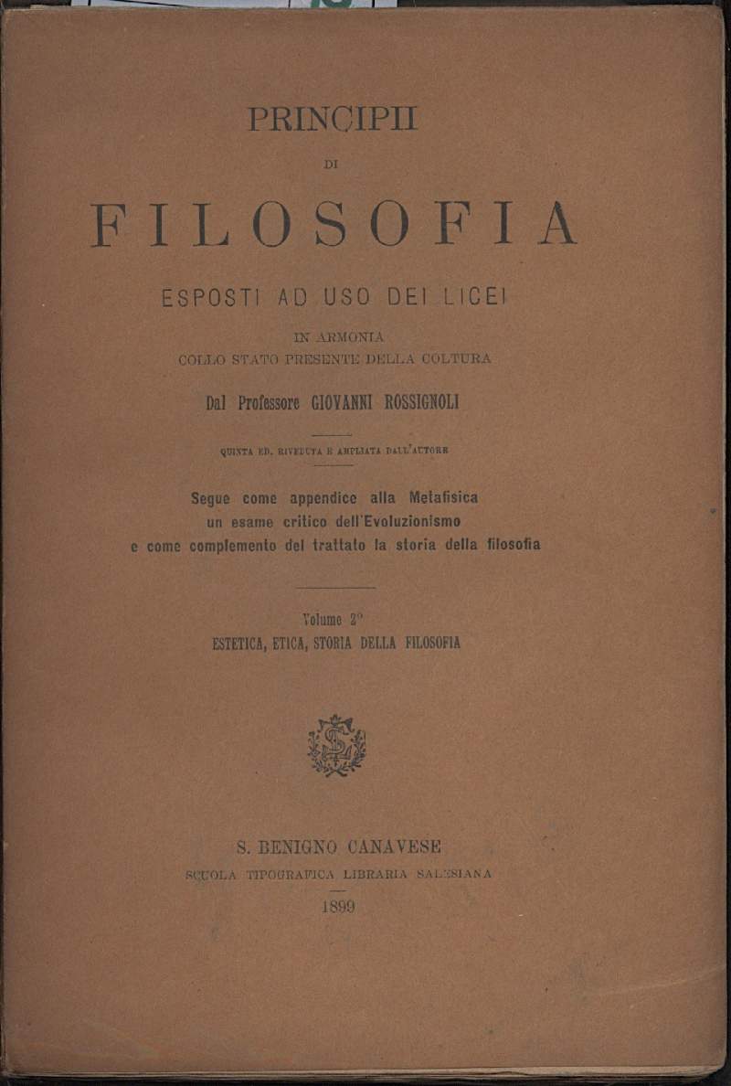 PRINCIPII DI FILOSOFIA esposti ad uso dei licei-2 voll.