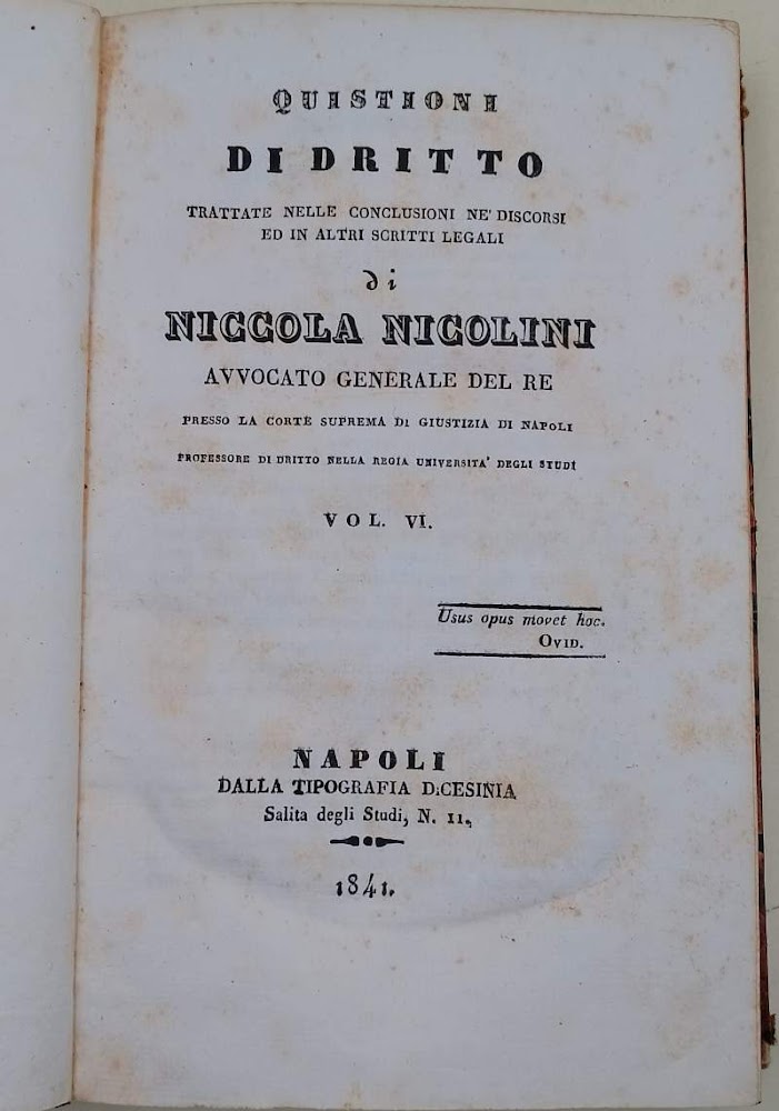 QUISTIONI DI DIRITTO TRATTATE NELLE CONCLUSIONI NE' DISCORSI ED ALTRI …
