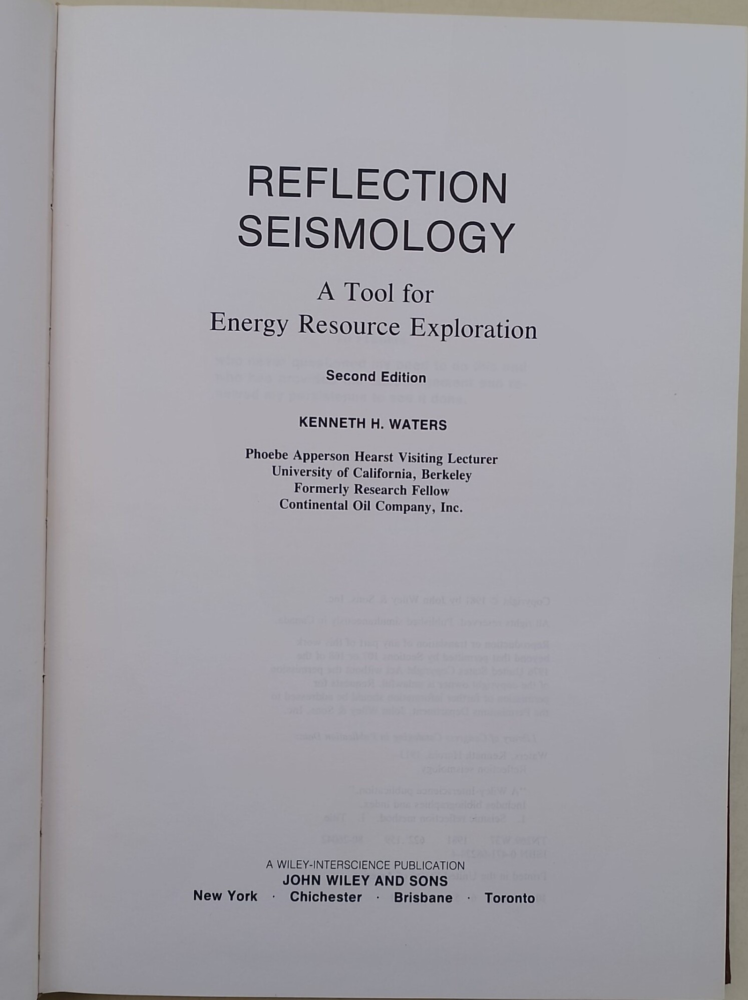 Reflection seismology-A Tool for Energy Resource Exploration