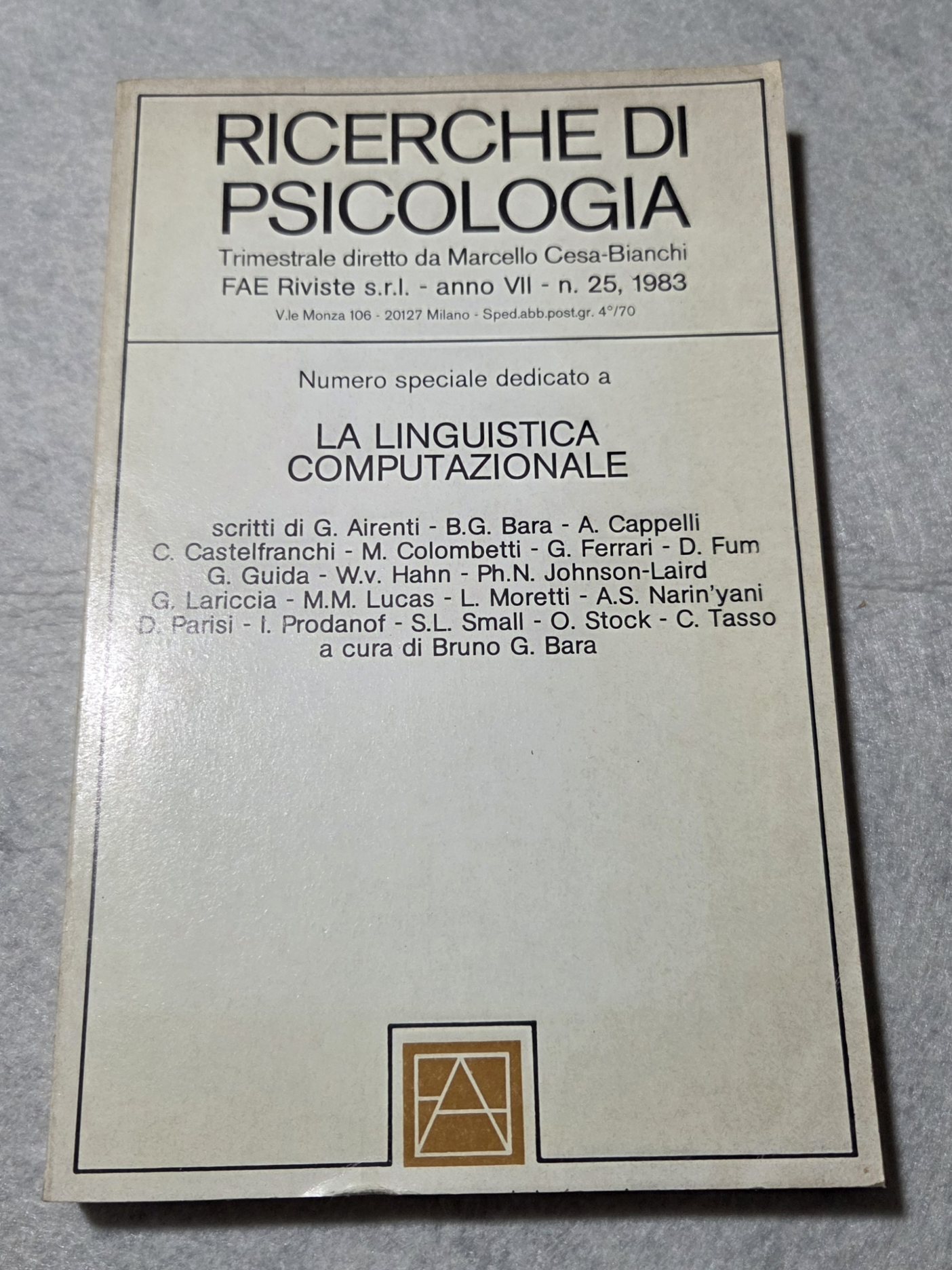 Ricerche di Psicologia - Numero speciale: La linguistica computazionale