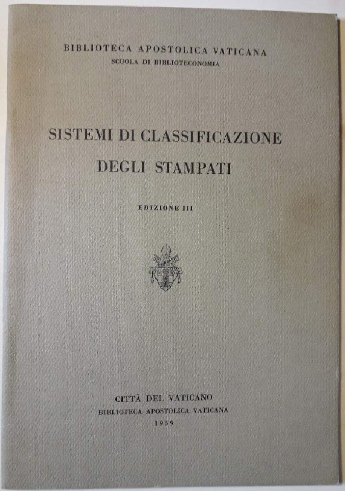 SISTEMI DI CLASSIFICAZIONE DEGLI STAMPATI(1959)
