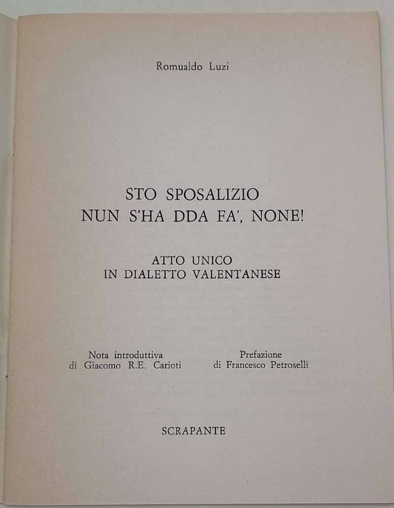 STO SPOSALIZIO NON S'HA DDA FA', NONE !-ATTO UNICO IN …