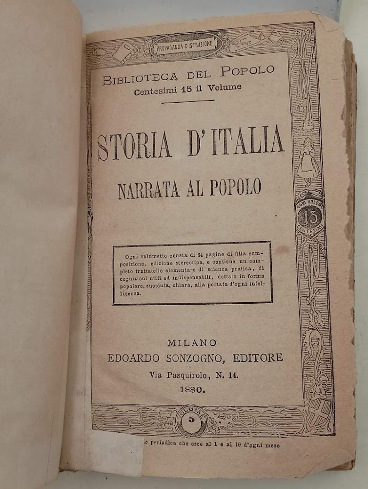 STORIA D'ITALIA NARRATA AL POPOLO(1880)6 voll.