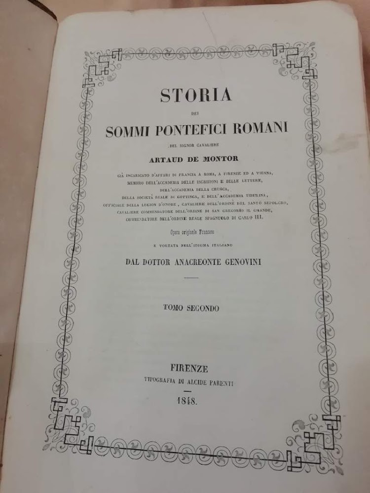 STORIA DEI SOMMI PONTEFICI ROMANI tomo II(1848)