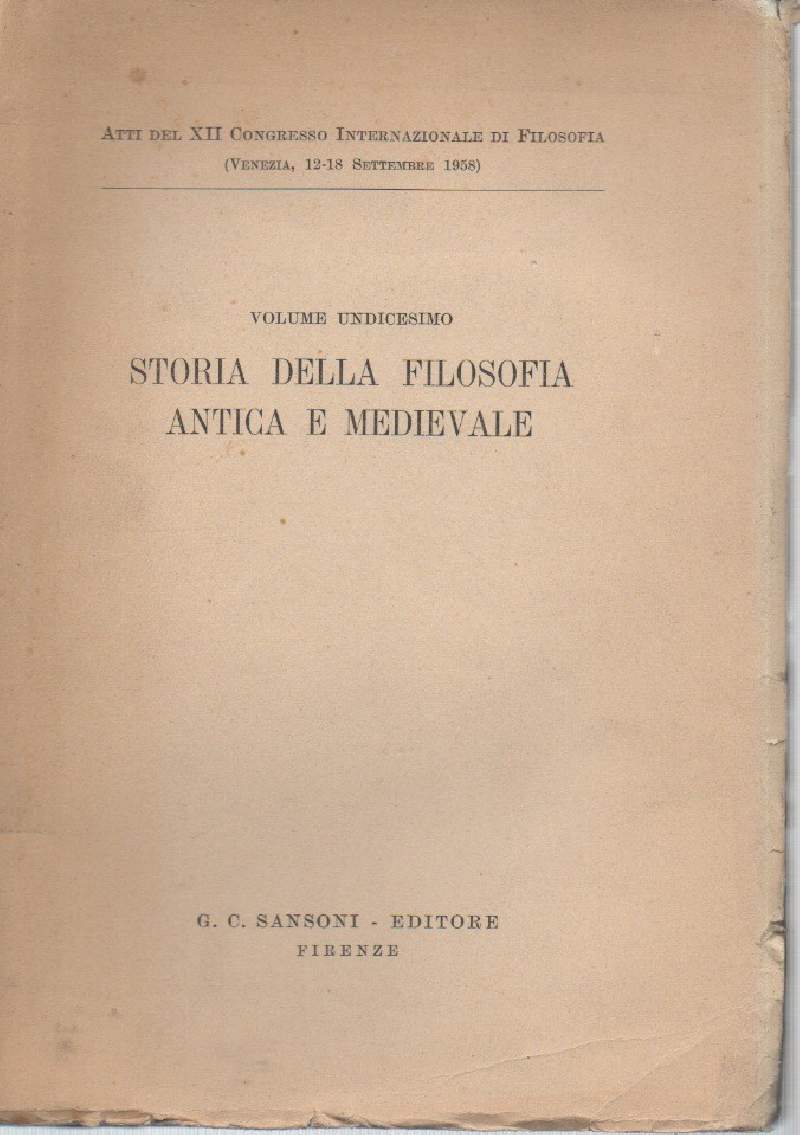 STORIA DELLA FILOSOFIA ANTICA E MEDIEVALE