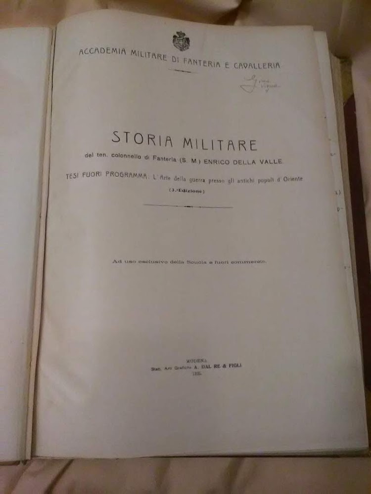 STORIA MILITARE dalle origini sino al secolo XVIII (compreso)