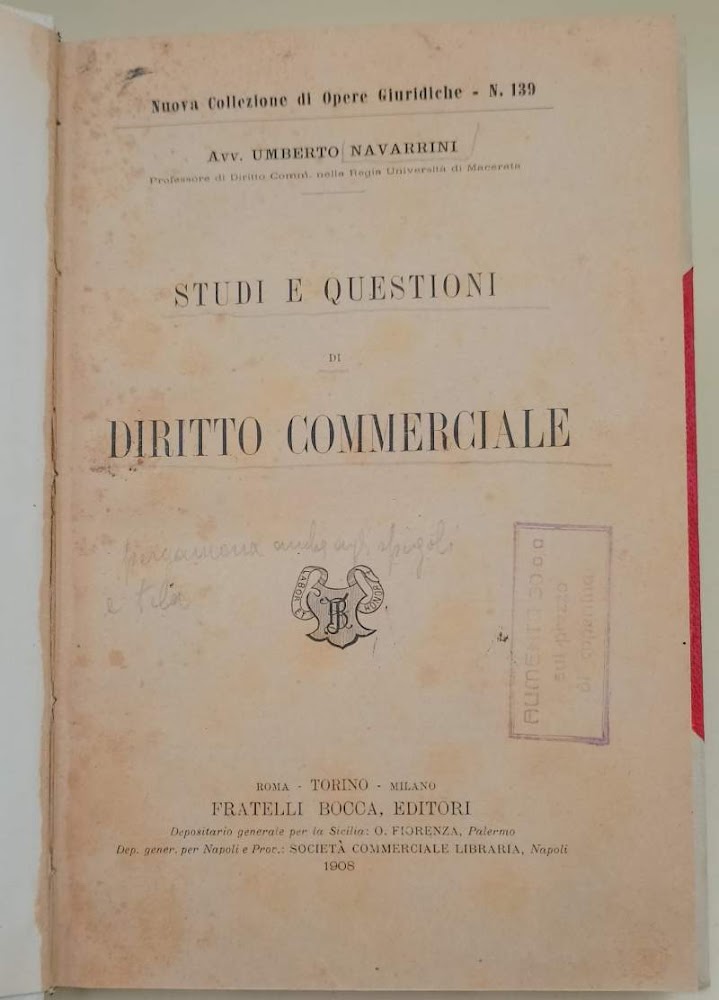 STUDI E QUESTIONI DI DIRITTO COMMERCIALE(1908)