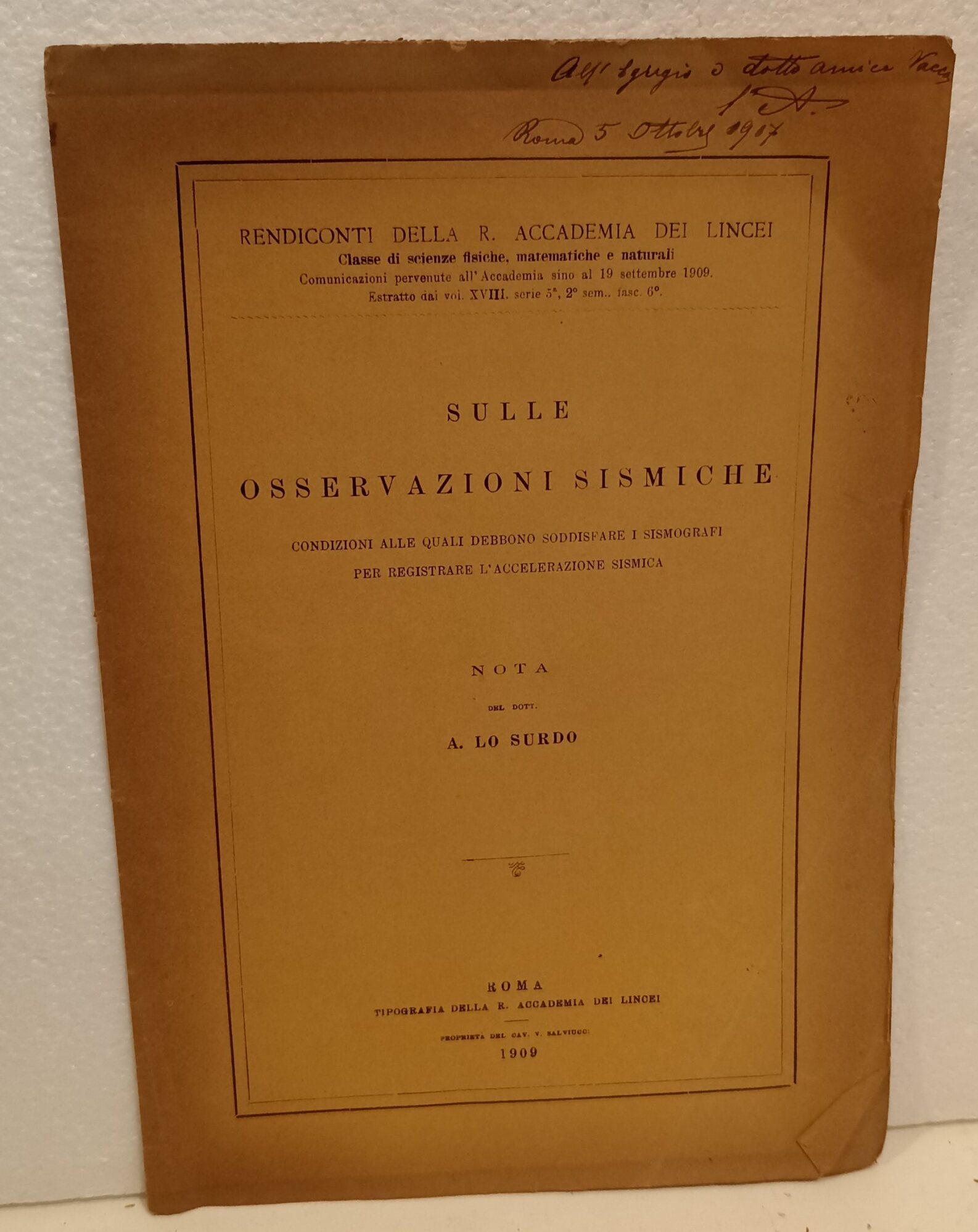 Sulle osservazioni sismiche condizioni alle quali debbono soddisfare i sismografi …