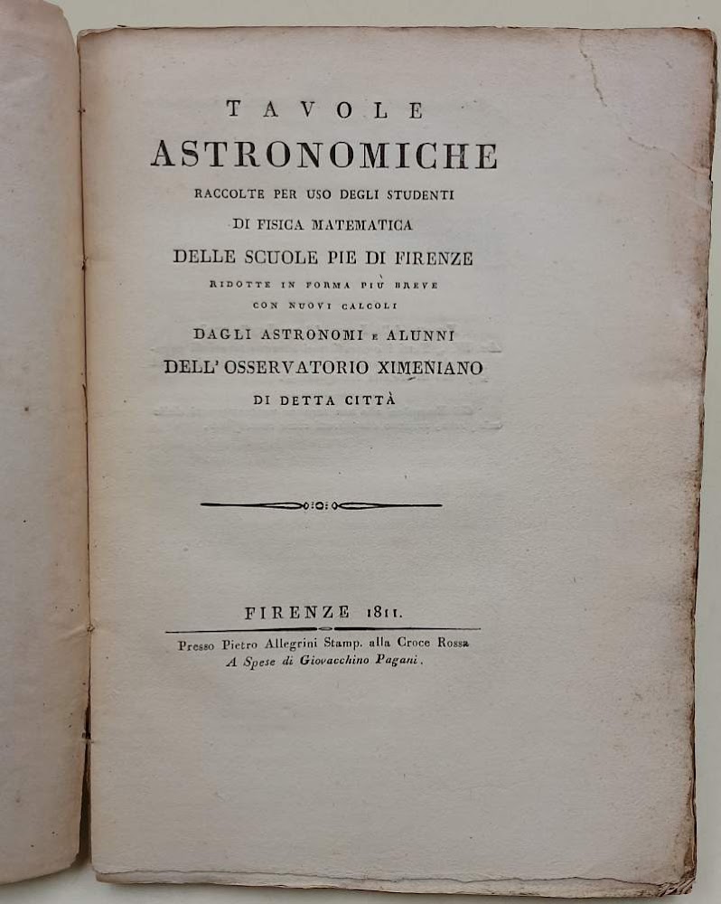 TAVOLE ASTRONOMICHE RACCOLTE PER USO DEGLI STUDENTI DI FISICA MATEMATICA …