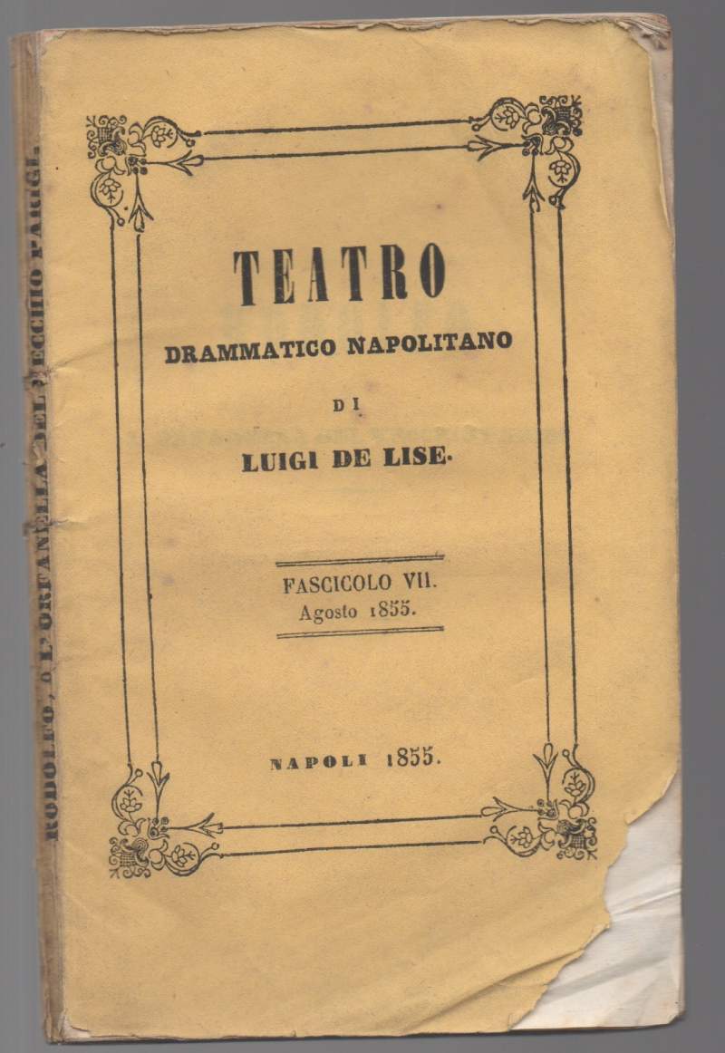 TEATRO DRAMMATICO NAPOLITANO - Rodolfo o l'orfanella del vecchio parigi