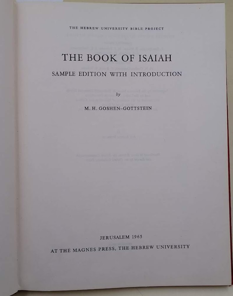 THE BOOK OF ISAIAH-SAMPLE EDITION WITH INTRODUCTION( 1965)